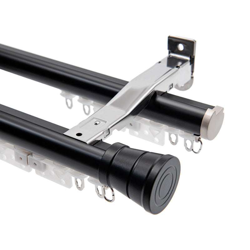 Aluminum alloy curtain rod roman rod track side-mounted single pole double pole thickened top-mounted scandinaviancasual black small bay window
