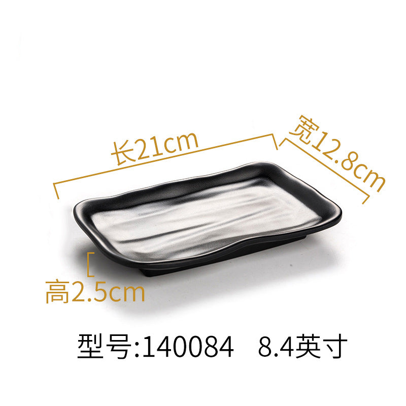 Melamine black tableware plastic dish imitation porcelain dinner plate cold dish plate barbecue hot pot plate barbecue restaurant plate commercial