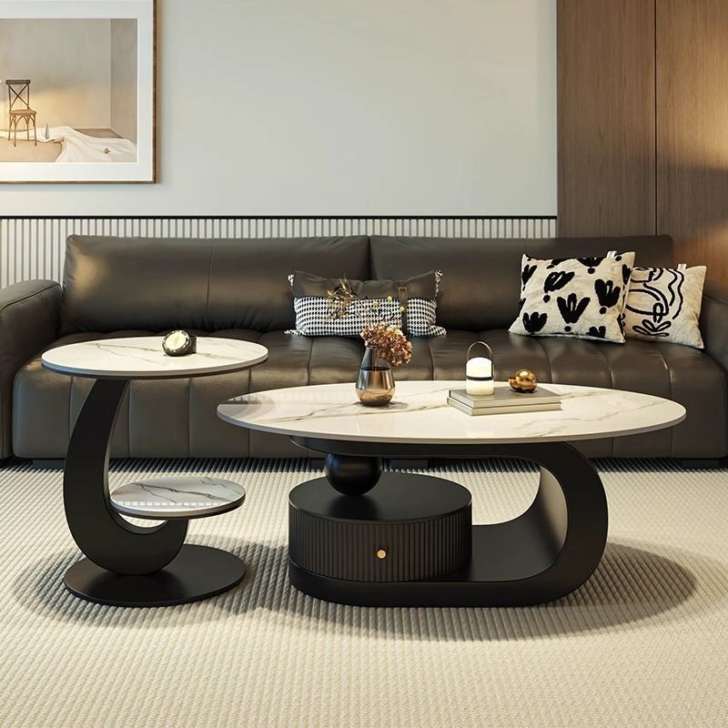 Accessible luxury italian slate coffee table cream style tea table tea table for home living room popular popular simple rental house coffee table