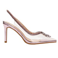 Transparent one-line high-heeled sandals niche style back empty toe high-heeled shoes women's stiletto pointed toe fashion super high heels