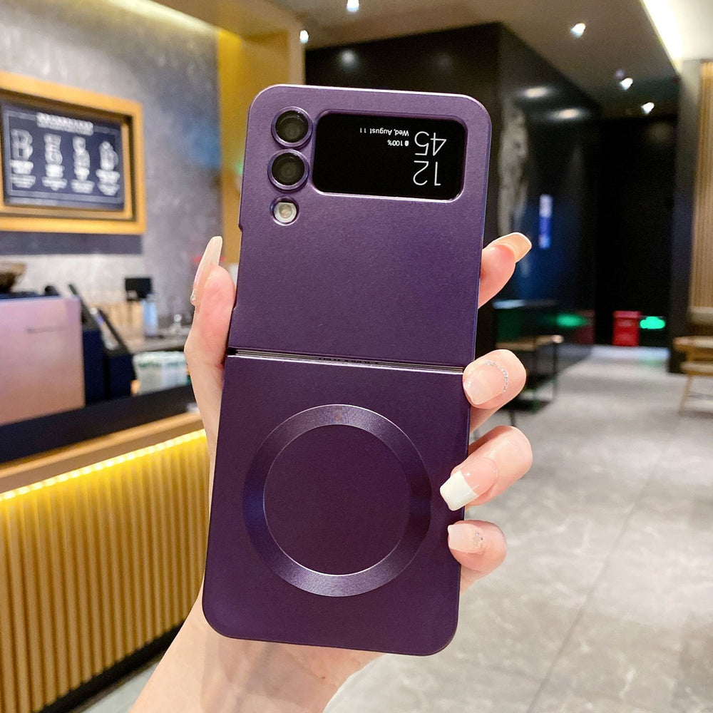 New arrival is suitable for samsung zflip 30% off stacked wireless charging mobile phone case zflip6 liquid metal paint magnetic protective cover