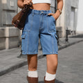 European and american cross-border e-commerce  independent website summer new fashion casual multi-pocket cargo denim shorts for women