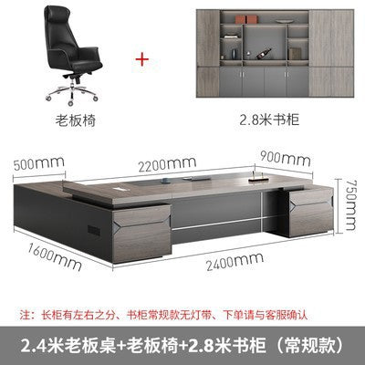 Saint li boss desk and chair set - executive office desk combination - manager's desk - supervisor's desk - single person office desk