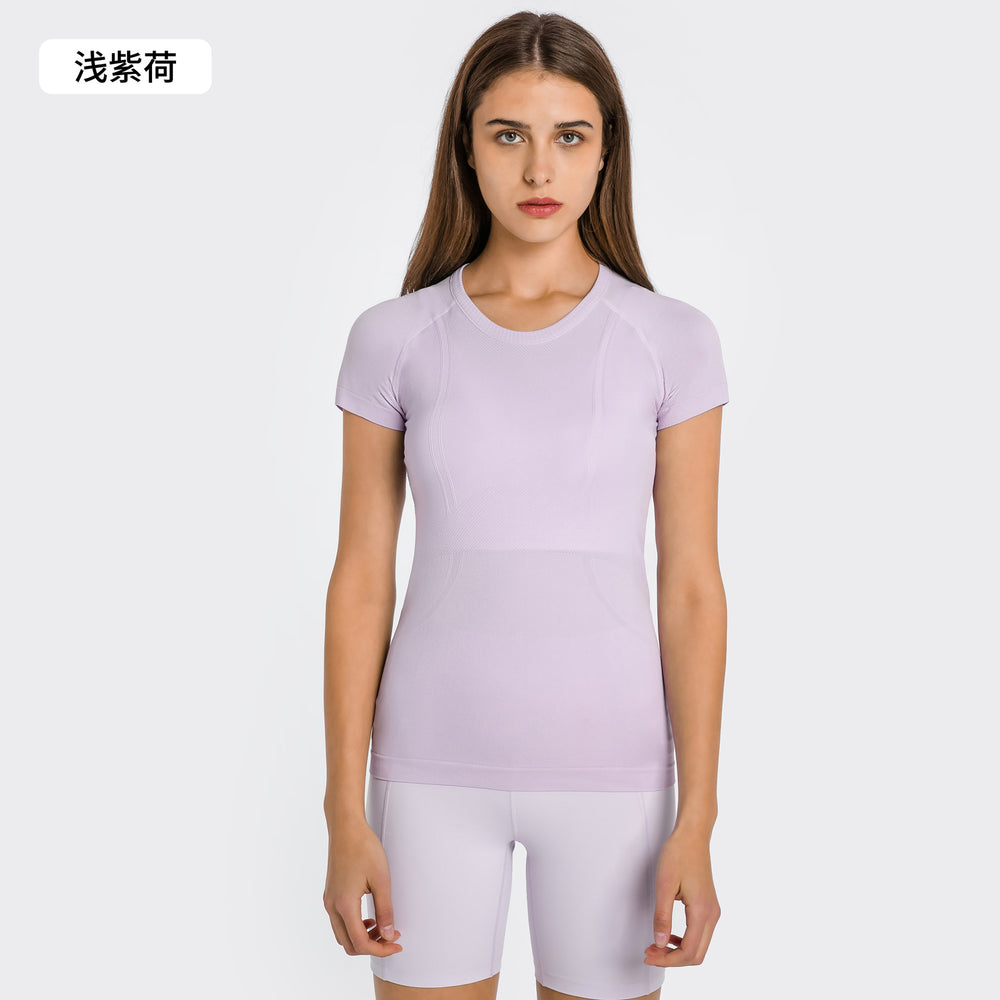 Spring/summer new women's short-sleeve crew neck sports t-shirt - running, fitness, slim-fit, breathable yoga top - s2067