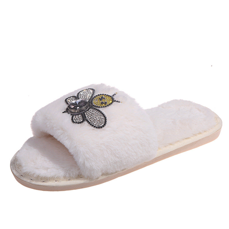 Fashionexport cross-border direct supply slippers 2024new arrival cartoon diamond flat bottom slippers for women slippers