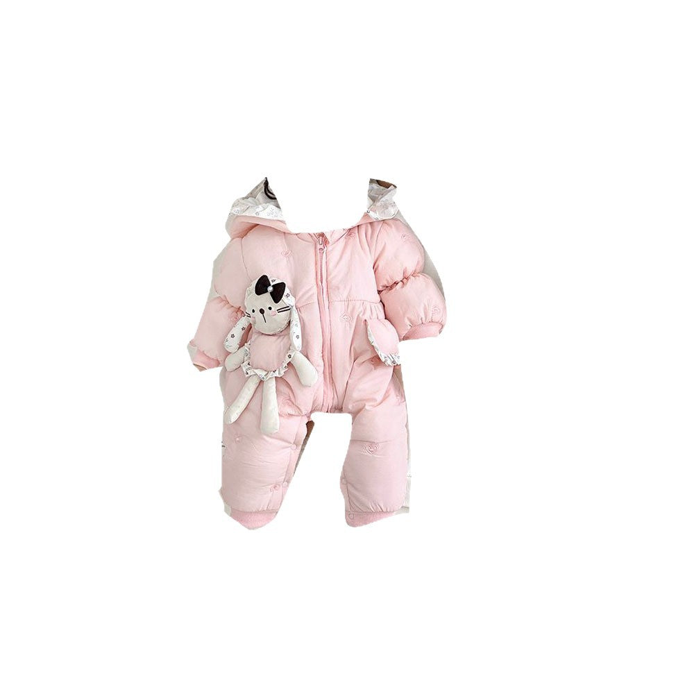 Baby clothes thickened outing clothes winterfleece-lined super cute outing clothes heattech baby winter clothes one-piece