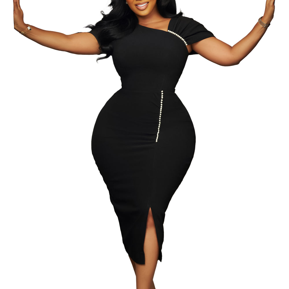 D564 european and american  foreign trade new arrivalelegant hip-covering beaded high waist ol pencil skirt african dress