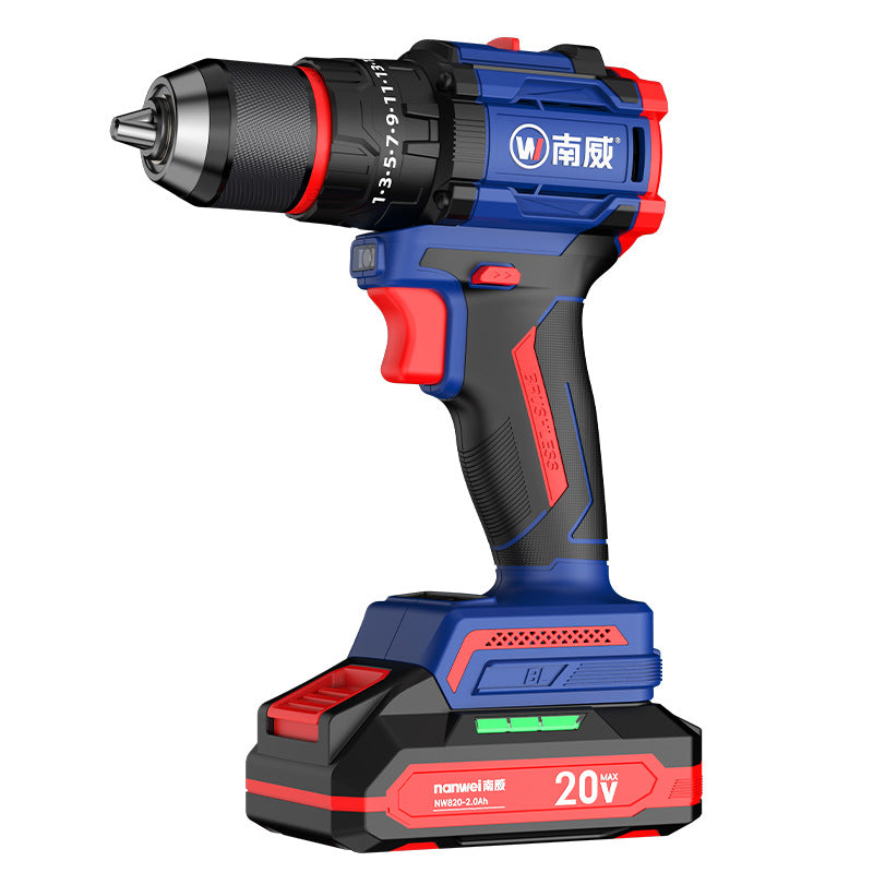 Wholesale nanwei brushless high-power impact drill, household electric screwdriver, lithium-ion drill, power tool