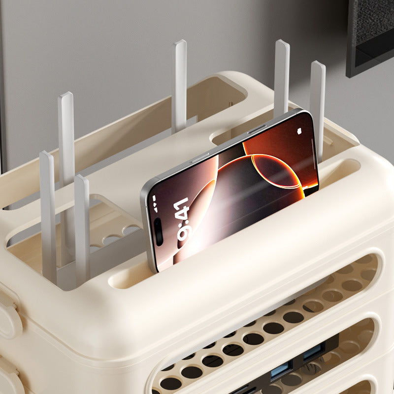 wifi router storage box, household multi-function shelf, plug-in board, charging cable, finishing box, large-capacity storage box.