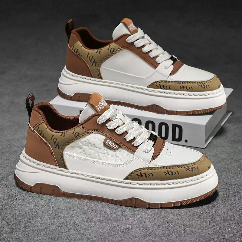 Men's shoes 2026 spring new breathable athletic casual sneakers men's shoes thick sole height increasing white student trendy shoes