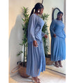 European and american women's clothing  autumn new sweet and fresh round neck long sleeve high waist slimming a-line maxi dress