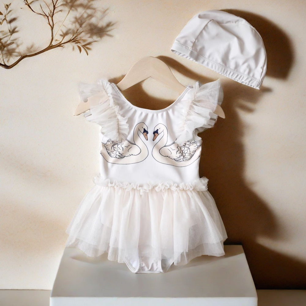 Baby girl swimsuit cute one-piece ins style fresh swimwear  new cartoon print bathing suit