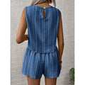 Shipped: tiktok/ european and american summer casual striped sleeveless fashion tank top and shorts two-piece set