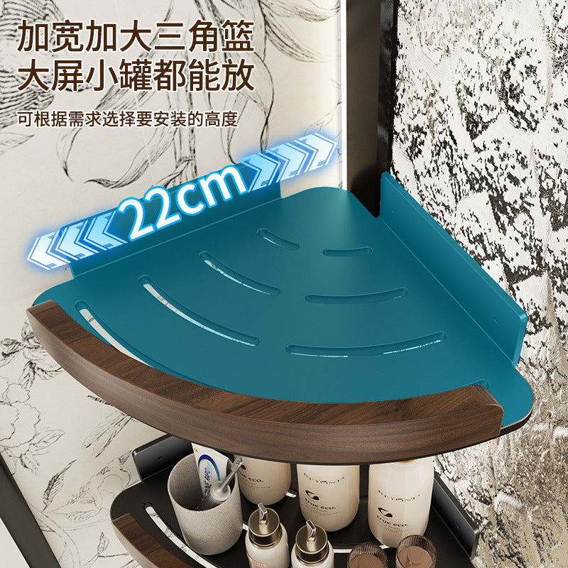 Walnut Triangle Shelf Bathroom Corner No Punching Space Aluminum Toilet Toilet Toilet Storage Shelf