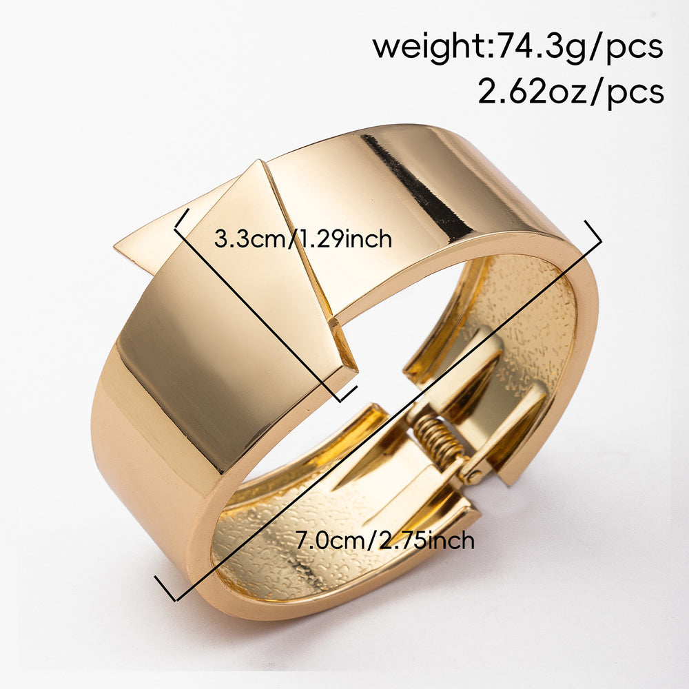 Fashion cross-border e-commerce new arrival jewelry fashion glossy plain ring bracelet wide open alloy bracelet exaggerated hand jewelry