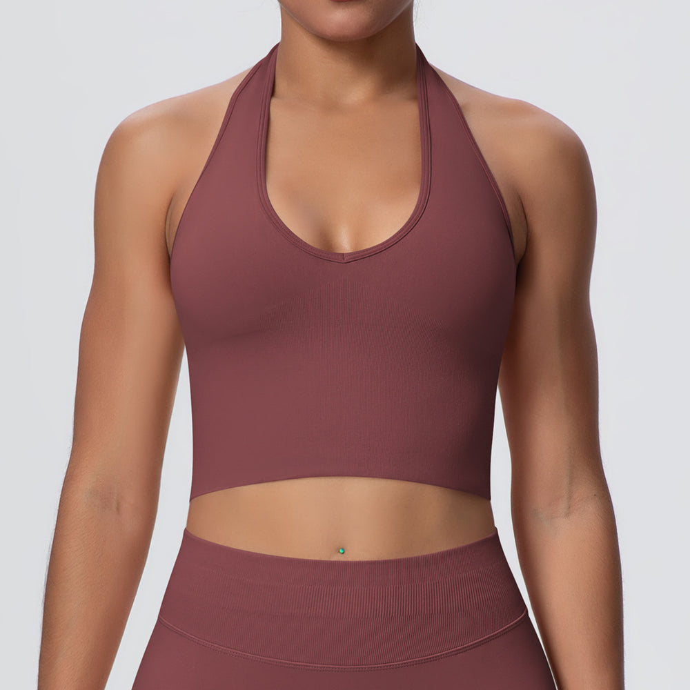 New arrivalsexy back halter yoga bra fashion seamless breathable sports intimatesoutwear running fitness vest