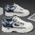 Men's 2025 spring new leather breathable casual sneakers, youth thick-soled height-increasing anti-slip work shoes