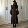 cross-border fashion: vintage-inspired, elegant, and versatile long dress with round neck, button-down design, and pleated detailing