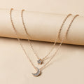 Star necklace wholesale fashion cross-border casual jewelry niche style full diamond multi-layer alloy moon jewelry women's sweater chain
