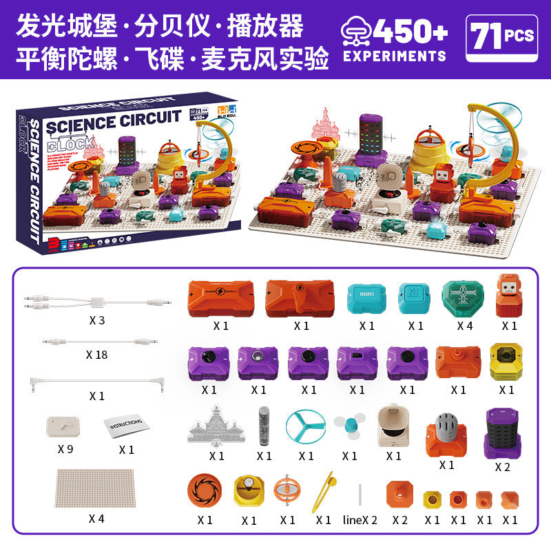 Boys' educational science experiment electronic building blocks - children's circuit assembly, electricity & physics experiment diy - level 3 toy
