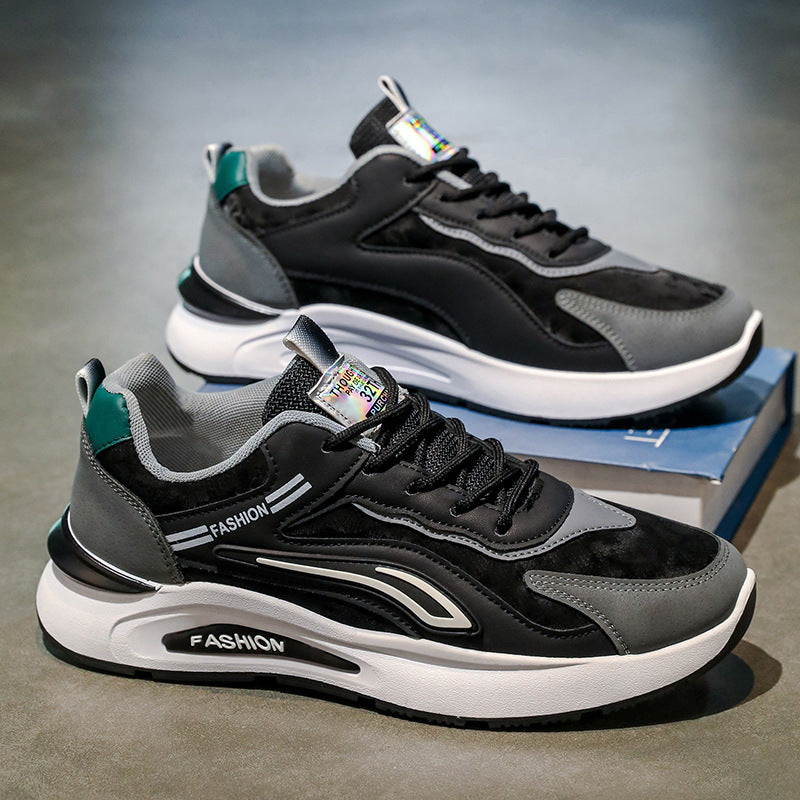Men's spring casual shoes 2025 new leather running shoes non-slip athletic shoes men's waterproof anti-slip trendy shoes