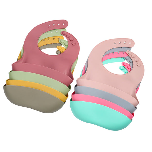 Silicone bib baby rice pocket waterproof food grade eating bib thin saliva pocket anti-dirty children's tableware set