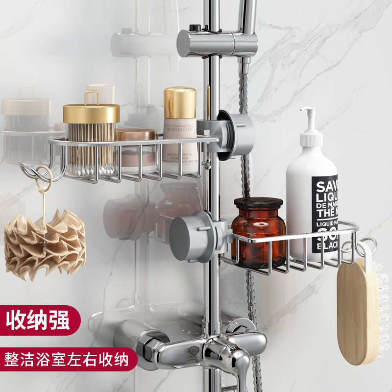 Shower rack Bathroom non-punching space aluminum shower room shower rod storage rack Kitchen faucet drain rack