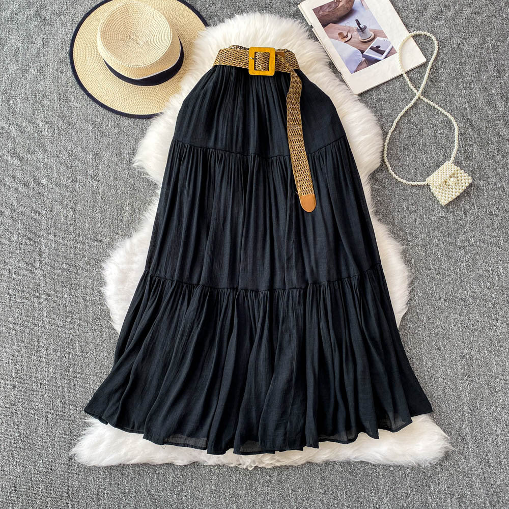 White midi skirt for women, summer  collection: petite-friendly, high-waisted, slimming, flowy, tiered cake skirt