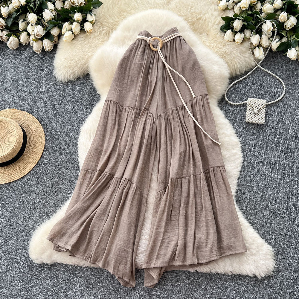 Casual pants  summer fairy gentle style versatile high waistloose wide leg culottes cover flesh and crotch chiffon pants