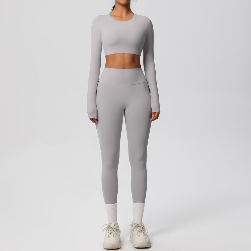 New arrival: european and american style solid color double-sided brushed breathable compression yoga set - 8 piece activewear set for running and fitness