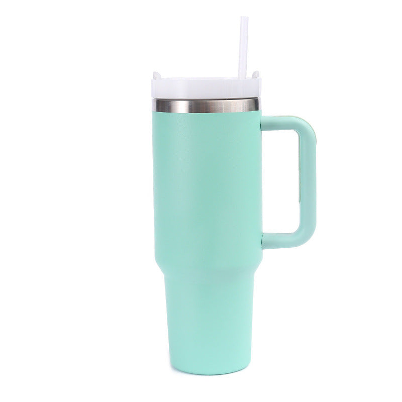 40oz 304 stainless steel large capacity insulated tumbler with handle, vacuum straw, car cup, gift water bottle, business gift