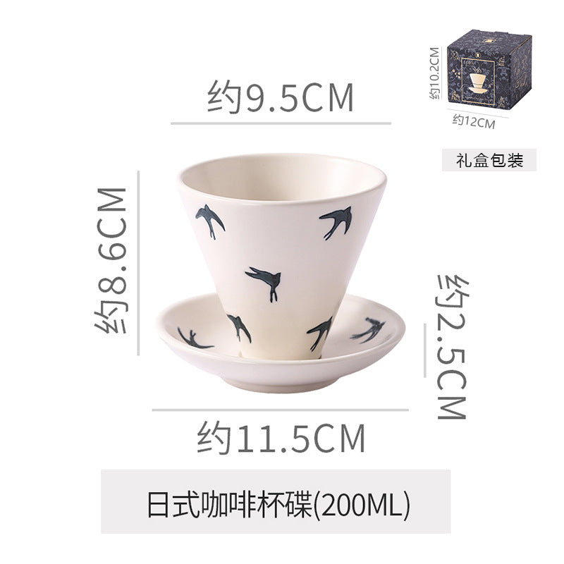 Creative niche style ceramic coffee cup and saucer suitjapanese style mug retro stoneware latte latte cup gift box