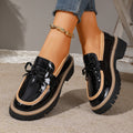 Plus size women's british style loafers -  spring/autumn new collection - shiny chunky heel bow detail casual shoes