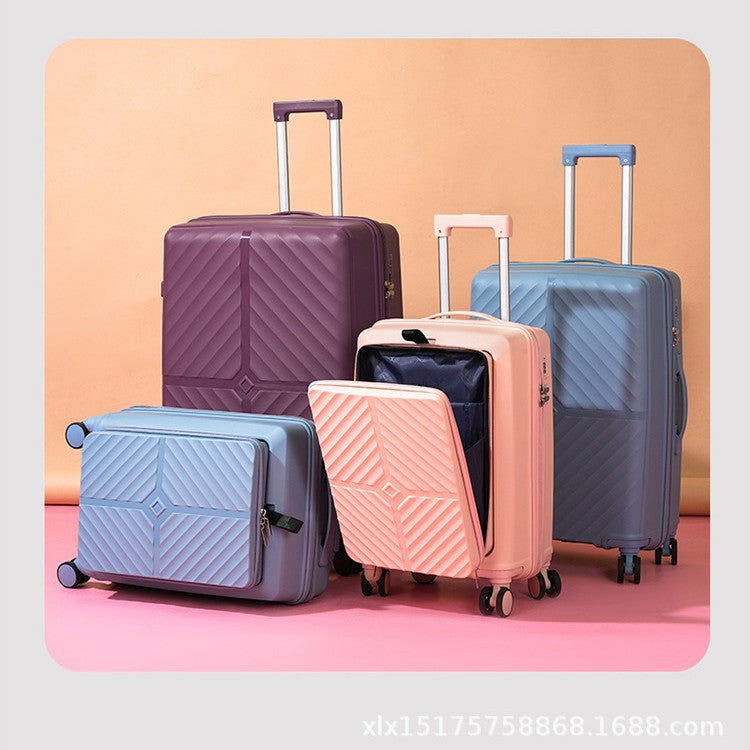 PP zipper box  set three sets of four trolley case sinking handle sinking lock color scheme explosion-proof rag factory wholesale