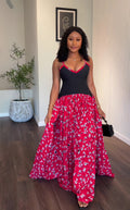 European and american cross-border women's spring  new sleeveless v-neck sexy camisole dress with cinched waist and pleated maxi skirt