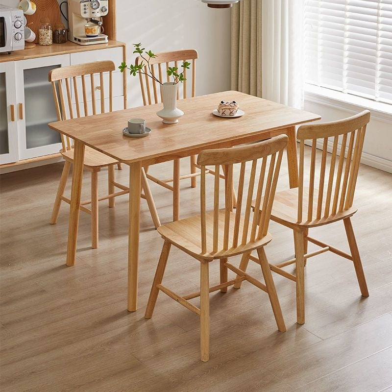 All solid wood dining table small apartment for homecasual rectangular dining table scandinavian restaurant table and chair combination wood color