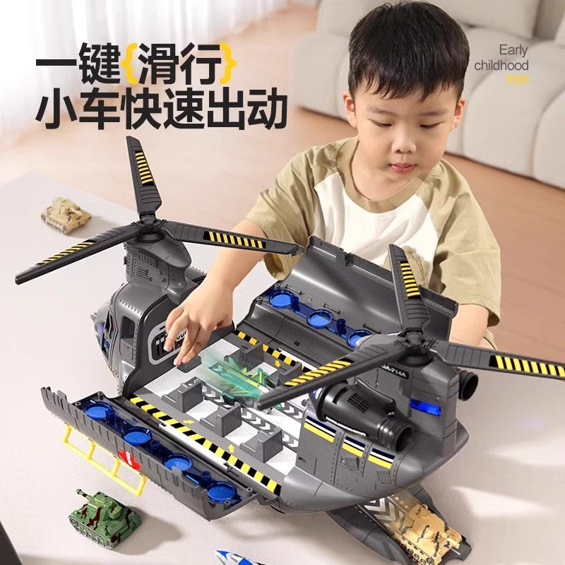 Extra-large helicopter military transport plane early education story machine children's alloy inertia car boy's toy