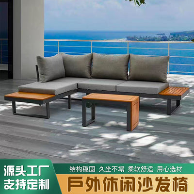 Outdoor patio sofa teak furniture garden villa indoor/outdoor waterproof sun-resistant hotel sofa set - custom manufacturer