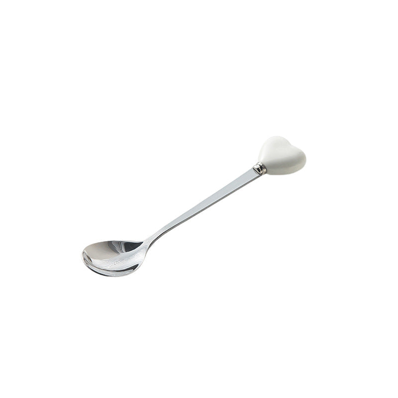 High-style ceramic handle forks, stainless steel household spoons, heart-shaped coffee stirrers, creative dessert spoons - wholesale