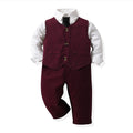 Kids suit suit handsome boy flower boy vest dress male baby first birthday birthday medium large child suit fall and winter