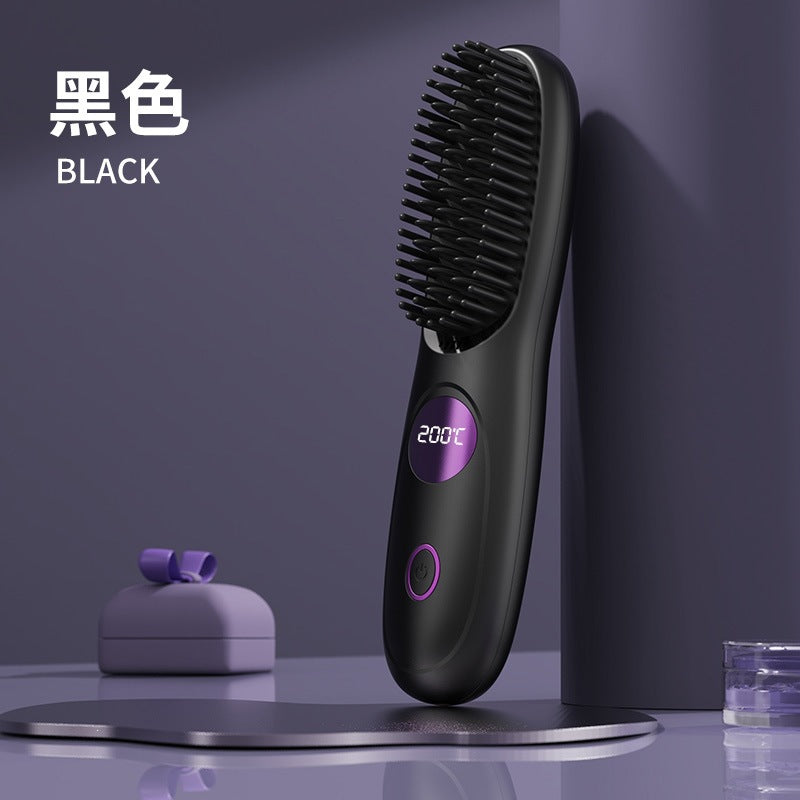 New cross-border lcd wireless hair straightening comb, rechargeable ceramic electronic comb, mini hair straightener, portable and gentle on hair
