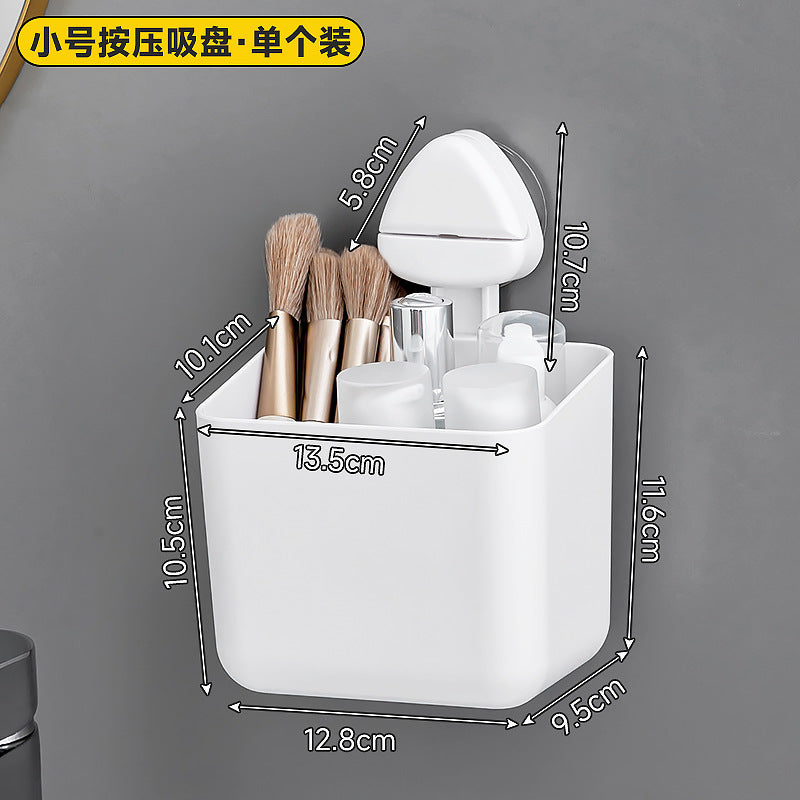 Household bathroom storage box Rectangle plastic suction cup Bathroom rack No punching suction cup wall-mounted storage box