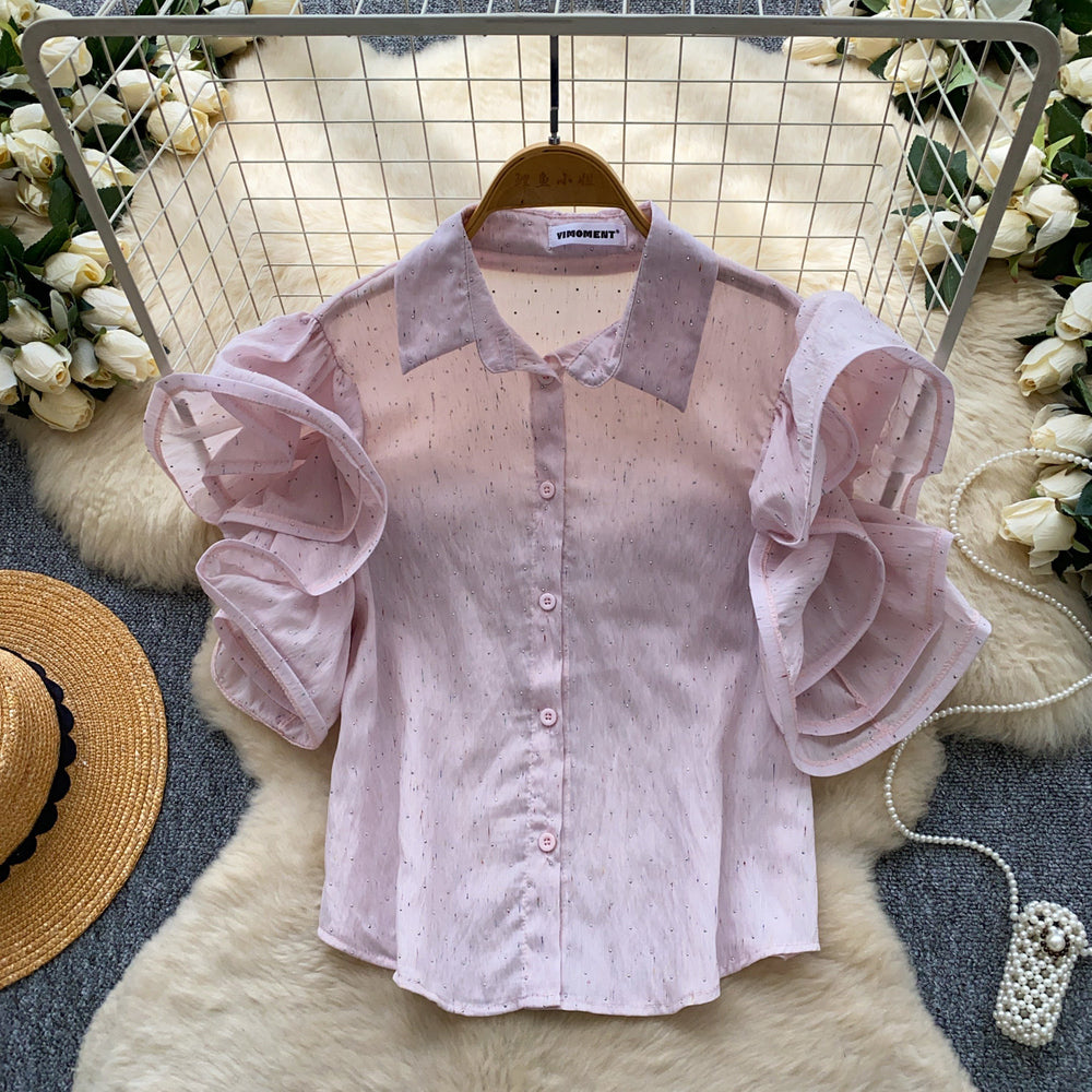 Korean style puff sleeve breathable & skin-friendly blouse - women's  spring collection: relaxed fit, designer touch, versatile & chic workwear top