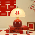 Cream style pair of wedding room red wedding dowry wedding celebration bride ceramic long-lasting lamp wedding bedroom table lamp