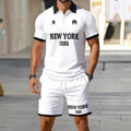 hot-selling men's polo shirt set, new summer two-piece casual short-sleeve and shorts set, dropshipping available