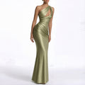 summer new arrivals: european & american cross-border women's fashion - trendy one-shoulder cami dress, solid color bodycon maxi dress