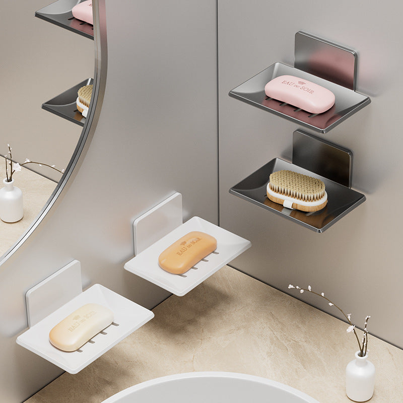 Wall-mounted soap dish - no drilling required - soap holder for bathroom, toilet, balcony, laundry room - drainage & storage soap box
