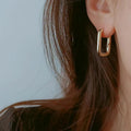 European and american cross-border u-shaped fashion light luxury copper ear cuff, minimalist chic elegant women's simple high-end square earrings