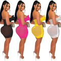 X5903   fashionpure color mesh see-through feather lace vest pleated midi skirt two-piece set