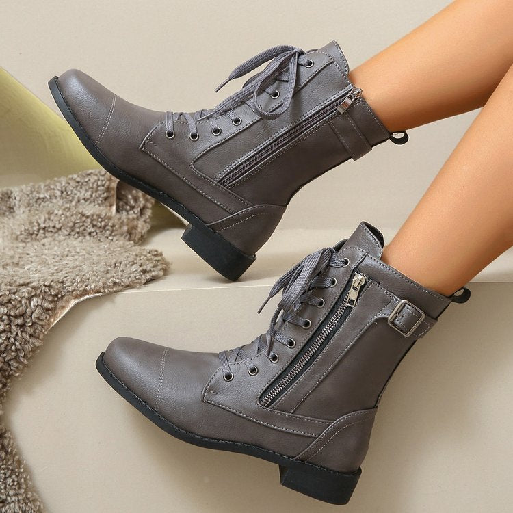 fall and winter roman women's boots cross strap round toe knee socks boots plus sizeflatsstudsbootscasualeasiest for match
